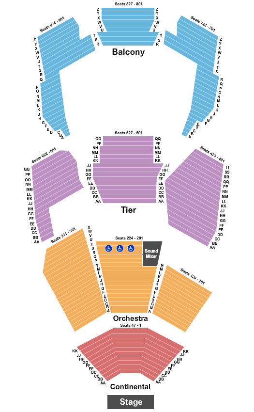 Concert Hall & Juliet Seating Chart